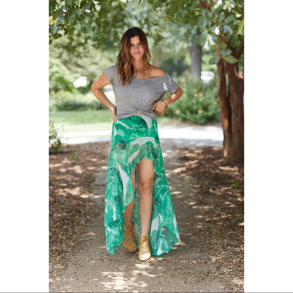 Vestique Tropical Palm Paradise Maxi Skirt Medium